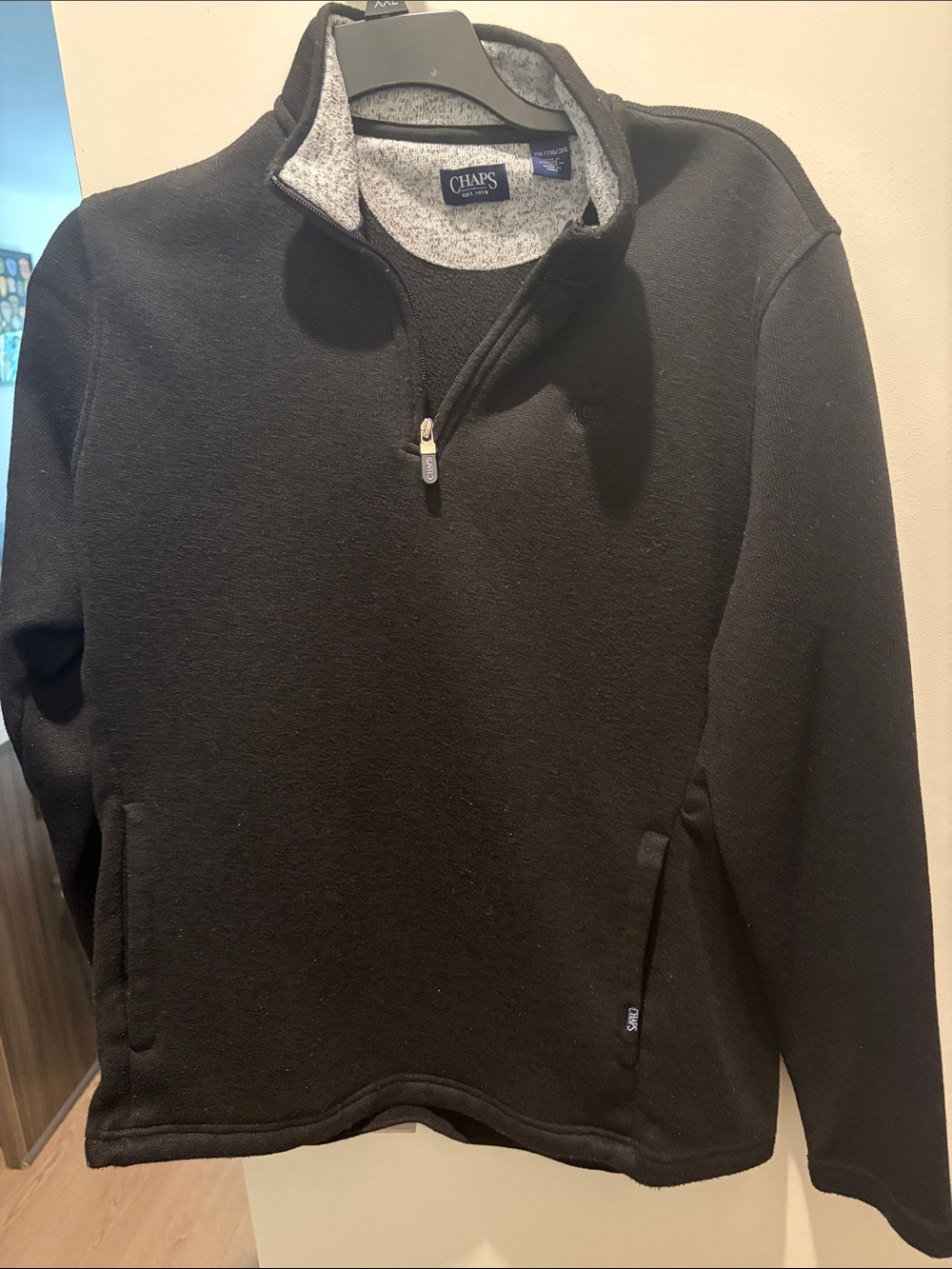 Chaps Men’s Black Zip-Up Knit fleece pullover - Picture 2 of 4